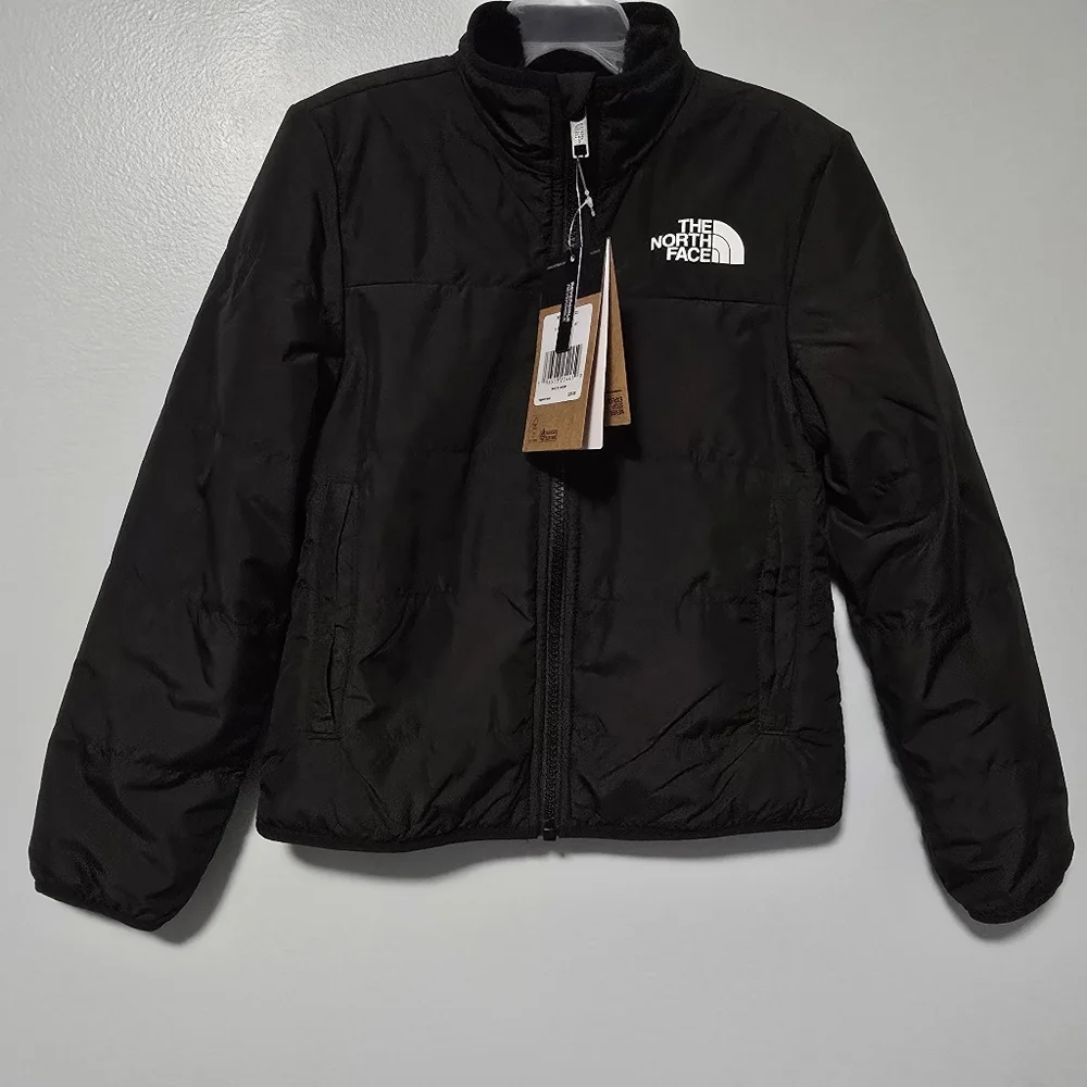NWT The North Face Girls Size XS (6) Reversible Faux Fur Mossbud Jacket, Black - Picture 2 of 12